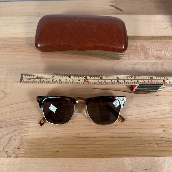 NYMOS Clubmaster Browline Sunglasses Tortoise Gold Frame Retro w Case Cloth NWOT main image 7
